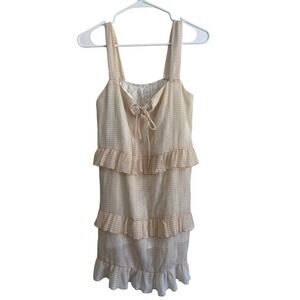Sadie and Sage Size S Tiered Ruffle Mini Dress‎ Gingham Tie Front Sleeveless